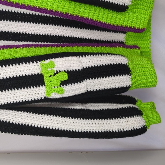 Custom "It's Showtime" Handmade Crochet Bettlejuice Cardigan Sweater - Picture 3 of 5